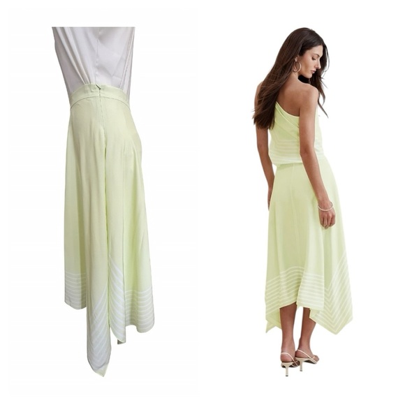 Banana Republic Silk Handkerchief-Hem Skirt Green 2 NWT  Max High Rise A-Line - Picture 2 of 11